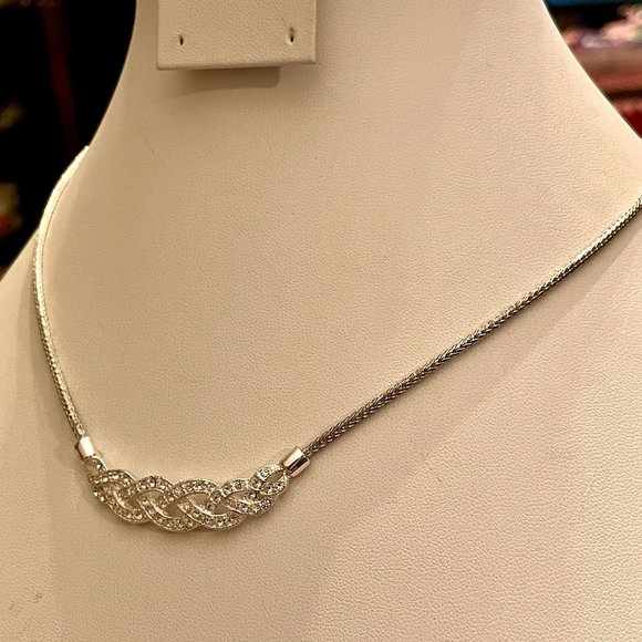 4 for $20 Sale Roman Jewelers Crystal Pave Silver Necklace - Picture 5 of 8